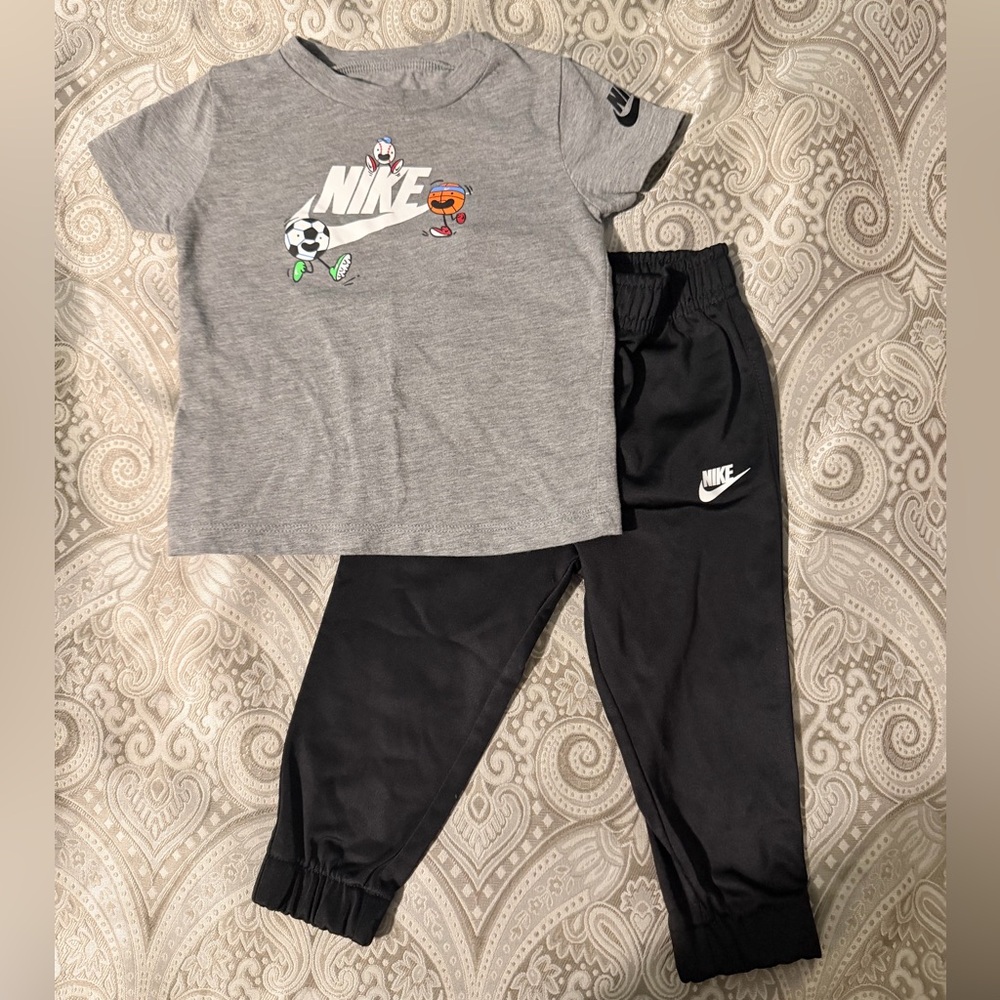 Nike Black Kids' Jogger Sweatpants with White Swoosh